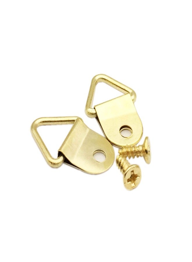 EesTeck 50 Pack Small Triangle Ring Steel Picture Hangers with Screws Picture Frames Picture Hang Solutions, for Hanging Clock Paintings Artwork Picture Frame Hook Photos(Gold) - Image 1